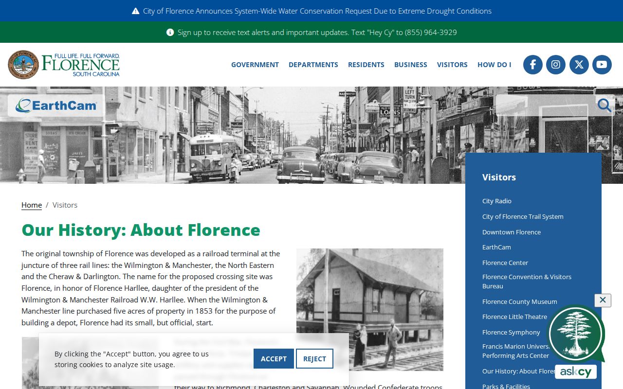 Florence city history context for Florence criminal record geography