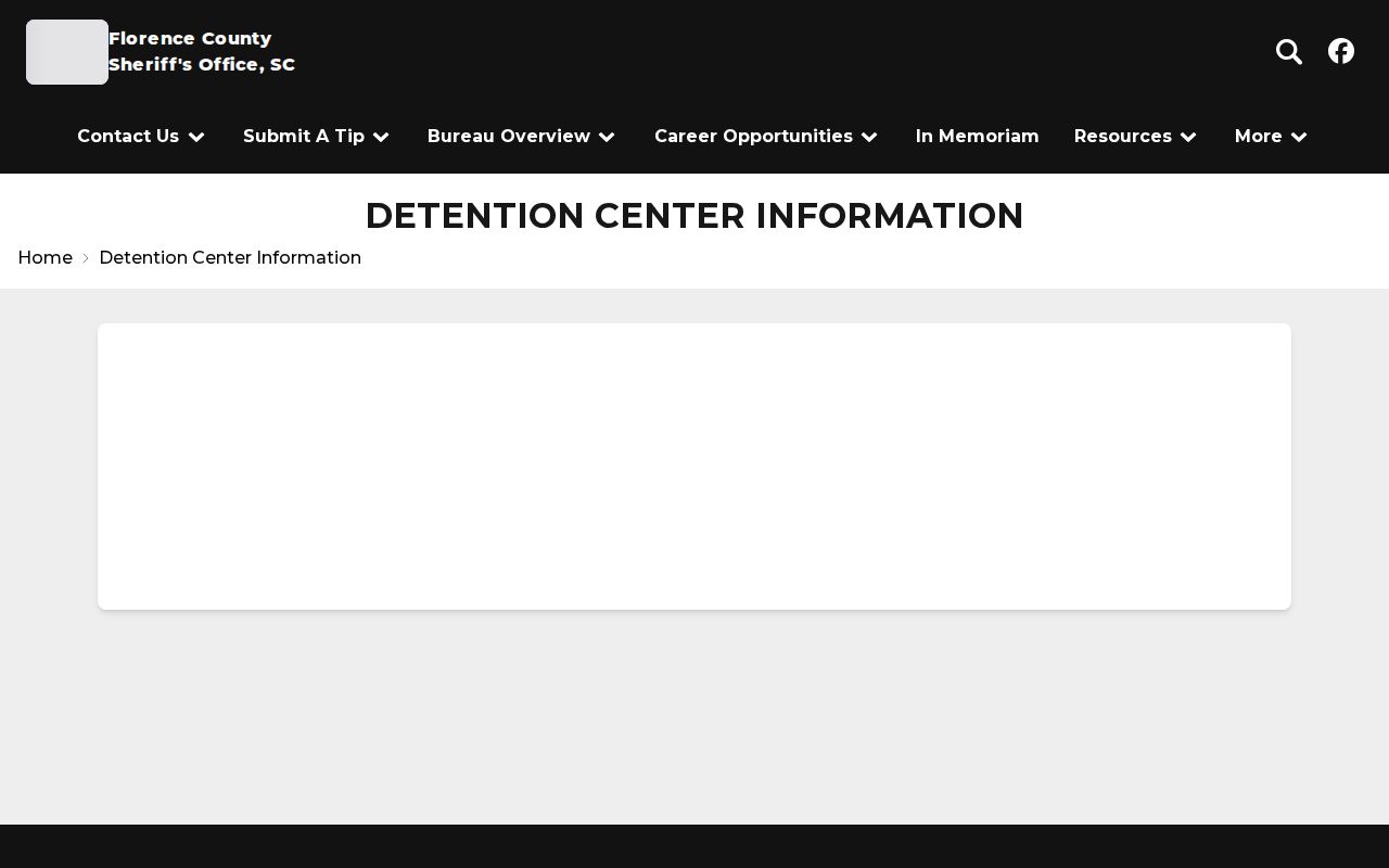 Florence County detention center services and contact information